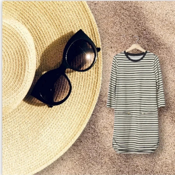 Gap Women’s Small Striped Zip‎ Pockets Shirttail Dress Nautical Preppy Coastal - Picture 3 of 15
